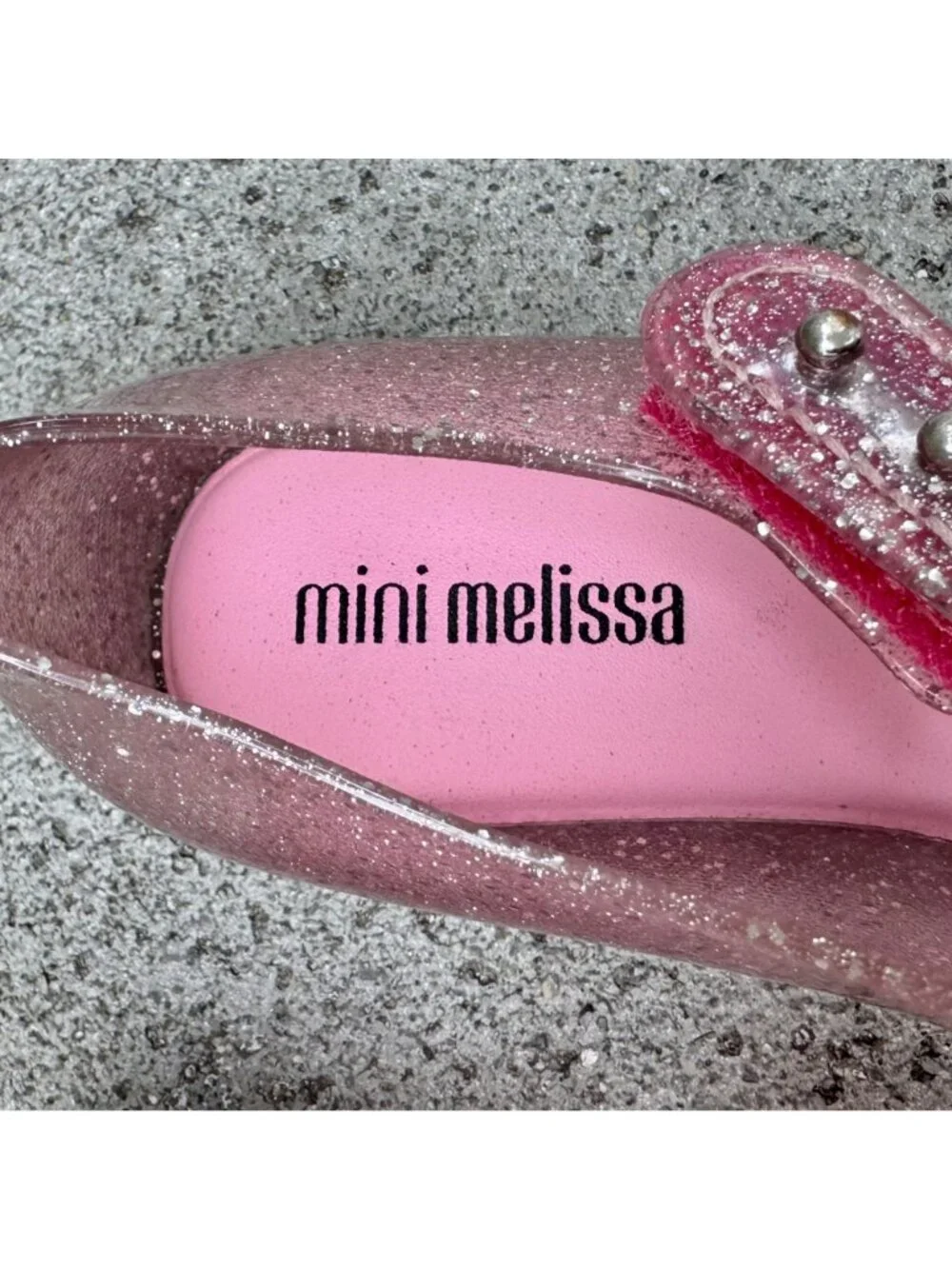 MINI MELISSA Ultragirl Bow Pink Glitter Jelly Flats Girls 12 Mary Jane Shoes - Picture 6 of 10